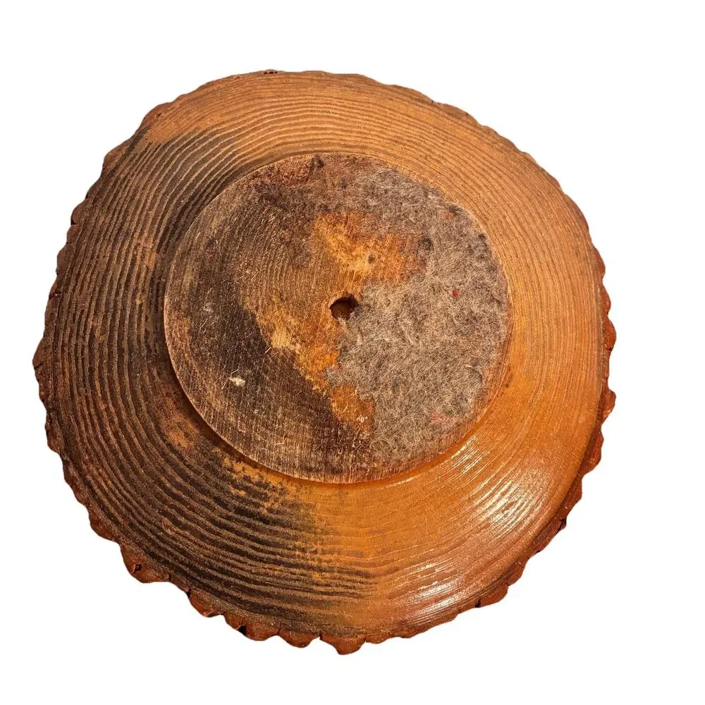 Vintage Live Edge Wood Nut Bowl With Metal Cracker With Built In Tool Holder 9”